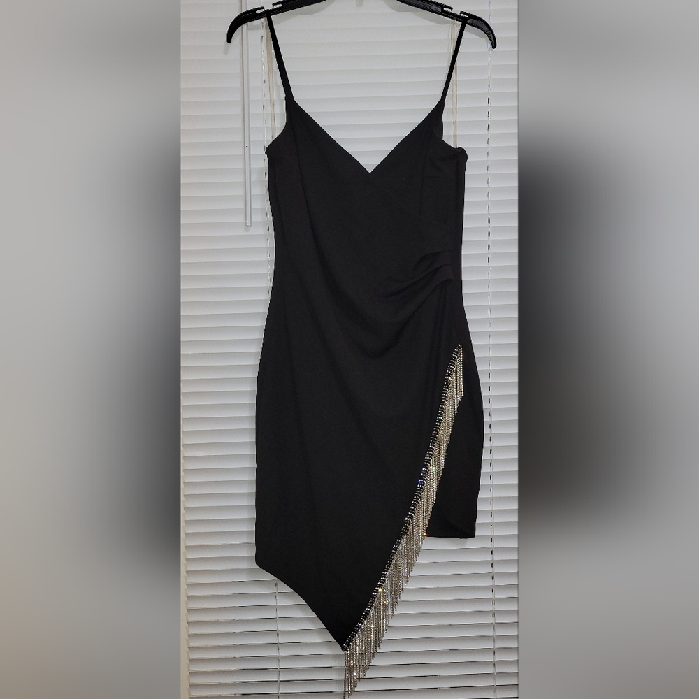 Emerald Sundae Black and Silver Spaghetti Strap Mini Dress